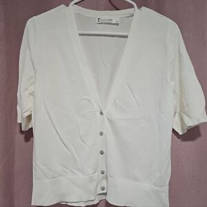 NY&C 7th‎ Avenue Design Studio Beige Button Up Cardigan Size L